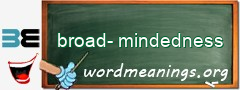 WordMeaning blackboard for broad-mindedness